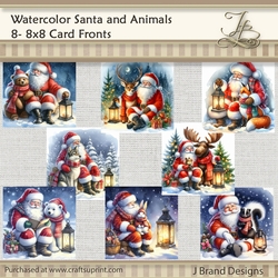 Watercolor Santa and Animals
