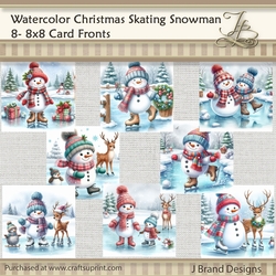 Watercolor Christmas Skating Snowman