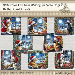 Watercolor Christmas Waiting for Santa Dogs 2
