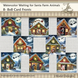 Watercolor Waiting for Santa Farm Animals