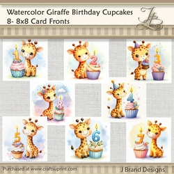 Watercolor Giraffe Birthday Cupcakes