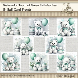 Watercolor Touch of Green Birthday Bear