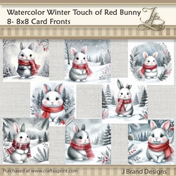 Watercolor Winter Touch of Red Bunny