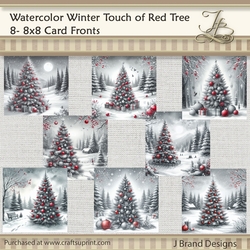 Watercolor Winter Touch of Red Tree