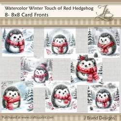 Watercolor Winter Touch of Red Hedgehog