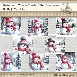Watercolor Winter Touch of Red Snowman