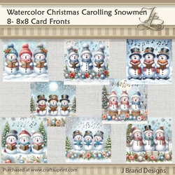 Watercolor Christmas Carolling Snowmen