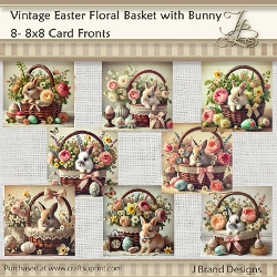 Vintage Easter Floral Basket with Bunny