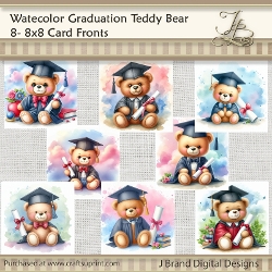 Watercolor Graduation Teddy Bear