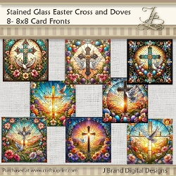 Stained Glass Easter Cross and Doves