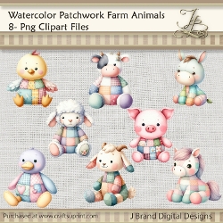 Watercolor Patchwork Farm Animals