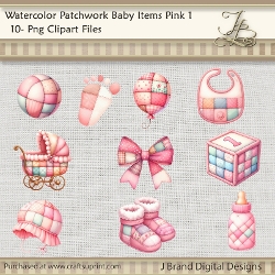 Watercolor Patchwork Baby Items Pink 1