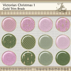 Victorian Christmas 1 Gold Trimmed Brads