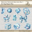 Watercolor Patchwork Baby Items Blue 1