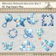 Watercolor Patchwork Baby Items Blue 2