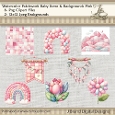 Watercolor Patchwork Baby Items and Backgrounds Pink