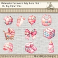 Watercolor Patchwork Baby Items Pink 1