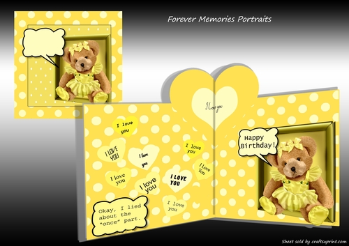 Pop out Heart Teddy Bear Yellow