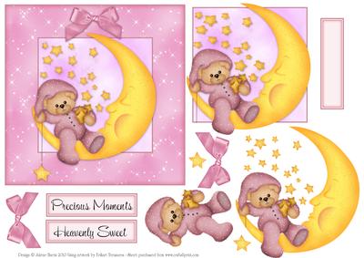 Heavenly Sweet Baby Girl Bear - Decoupage Card