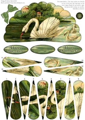 Mother Swan and Cygnets - Fan Sheet