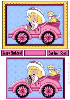 Little Driving Daisy Girl - Quick Card