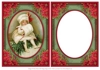 Victorian Girl in Poinsettia Frame - Quick Card