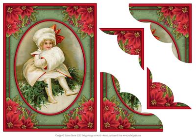 Victorian Girl in Poinsettia Frame - Duo Corner Stacker