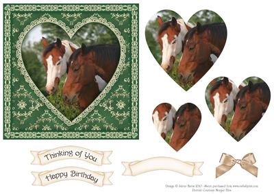 Portrait of Horses - Heart Pyramid Card