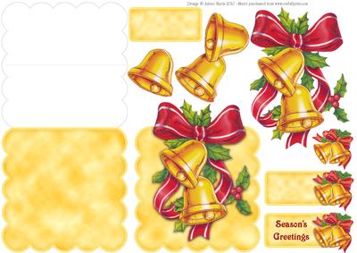 Gold Christmas Bells - Scalloped Easel Card