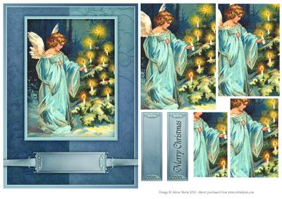 Blue Christmas Angel - Pyramid Card