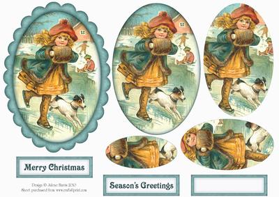 Victorian Girl in Ice Skates - Oval Pyramid