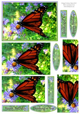 Beautiful Butterfly on Purple Flower - Pyramid