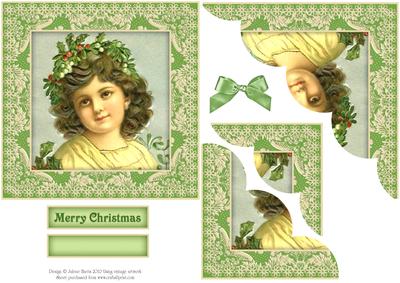 Victorian Christmas Girl - "ella" - Scalloped Corner Stacker