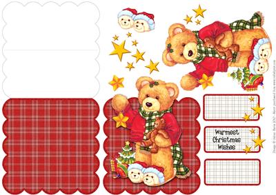 Christmas Teddy Bear - Scalloped Easel Card