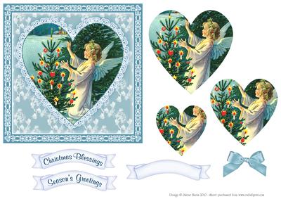 Christmas Tree Angel - Heart Pyramid Card