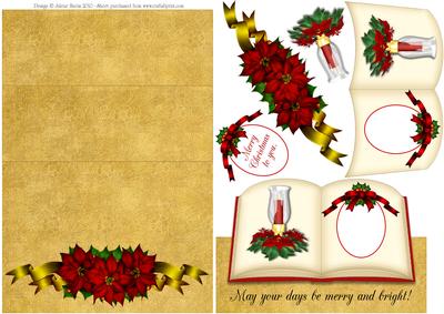 Christmas Poinsettias - Easel Book Card