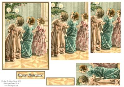 Elegant Victorian Christmas Girls - Pyramid