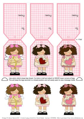 Valentine Girls - Gift Tag Cards