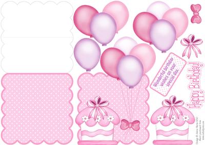 Pink Birthday Wishes - Scalloped Easel Card
