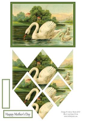 Mother Swan and Cygnets - Diamond Stacker Card