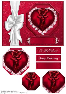 Valentine Heart Pillow - Octagon Pyramid Card