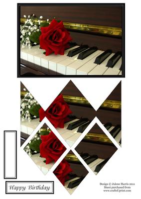 Rose on the Piano Keys - Diamond Stacker Card