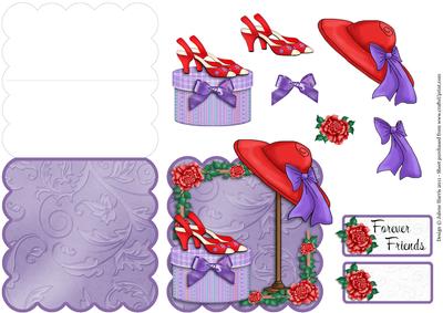 Red Hat Fashion - Scalloped Easel Card
