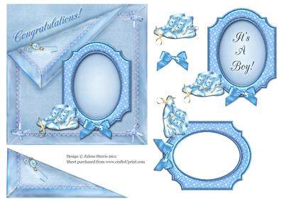 Congratulations Vintage Baby Boy - Decoupage Card