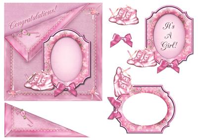 Congratulations Vintage Baby Girl - Decoupage Card