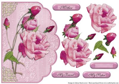 Soft Lavender Rose Petals - Scalloped Edge Card