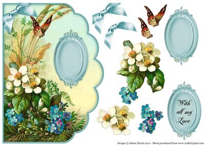Butterfly in the Flower Garden - Scalloped Edge Card