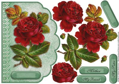 Antique Heritage Rose - Scalloped Edge Card