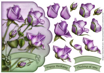 Lavender Roses - Scalloped Edge Card