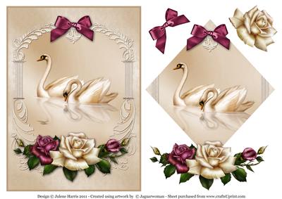 Graceful Swans - Decoupage Card